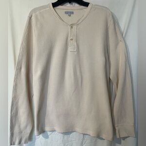 Men's Beige Henley Long Sleeve Shirt